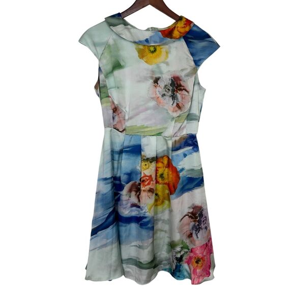 NWT Carmen Marc Valvo Print Floral Cap Sleeve A-Line Cocktail Dress Women's 6 - Picture 4 of 6